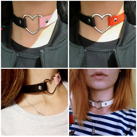 Goth Dark Heart Choker Necklace Set