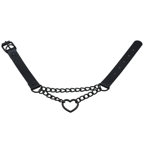 Goth Broken Heart Triple Chain Choker Necklace