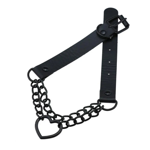Goth Broken Heart Triple Chain Choker Necklace