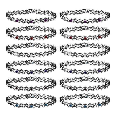 Mall Goth Tattoo Choker Necklace Set — 90s Stretch Collection