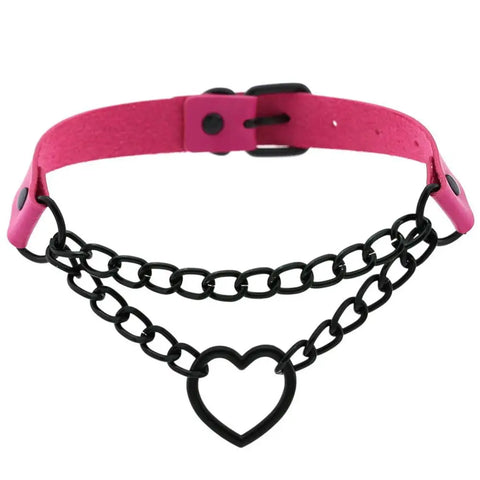 Goth Broken Heart Triple Chain Choker Necklace