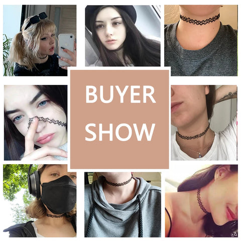 Mall Goth Tattoo Choker Necklace Set — 90s Stretch Collection