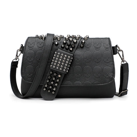 Goth Skull Embossed Rivet Crossbody Bag