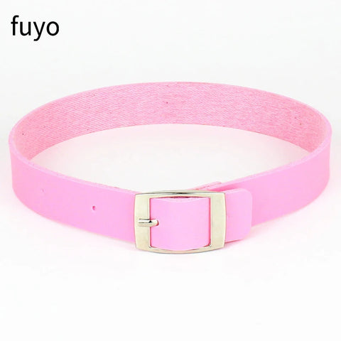 Pastel Goth Pink Faux Leather Choker Necklace Collection