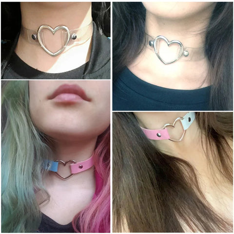 Goth Dark Heart Choker Necklace Set