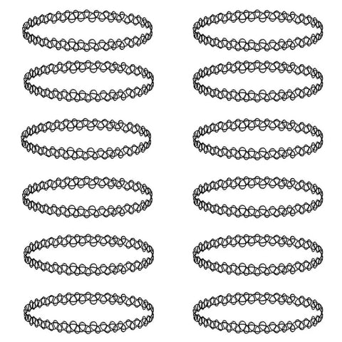 Mall Goth Tattoo Choker Necklace Set — 90s Stretch Collection
