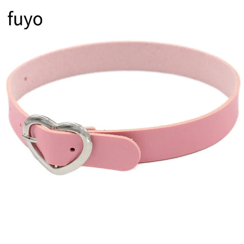 Pastel Goth Pink Faux Leather Choker Necklace Collection