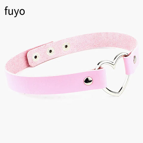 Pastel Goth Pink Faux Leather Choker Necklace Collection