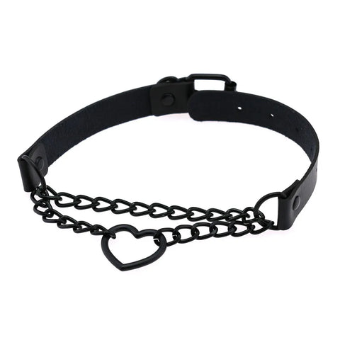 Goth Broken Heart Triple Chain Choker Necklace
