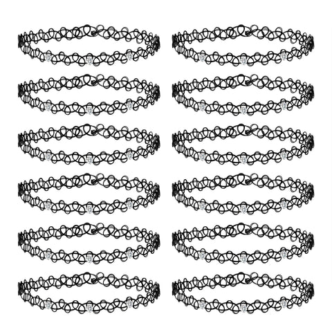 Mall Goth Tattoo Choker Necklace Set — 90s Stretch Collection