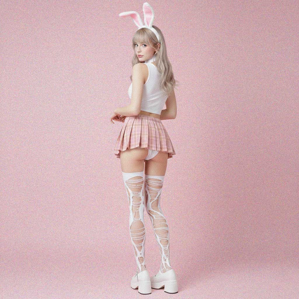 Pastel Goth Mini Skirt with plaid pleated