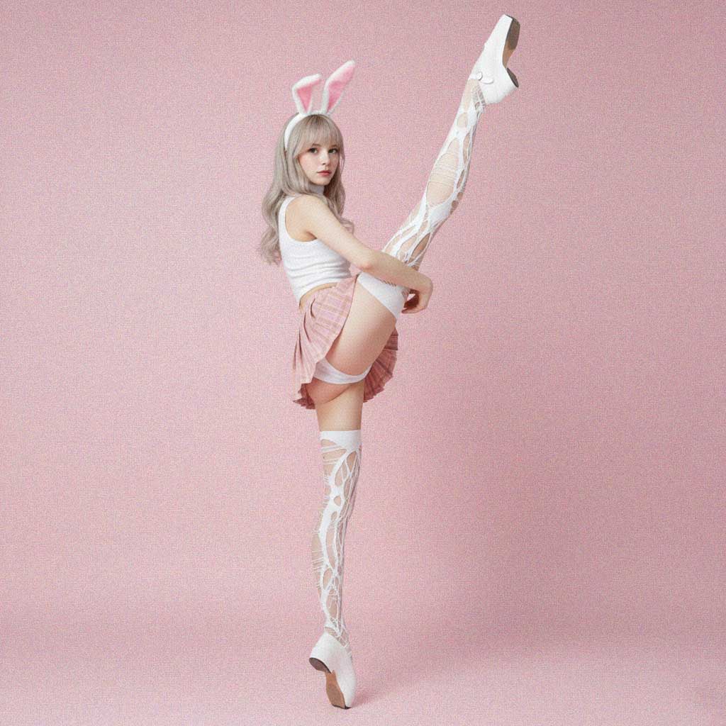 Pastel Goth Mini Skirt with plaid pleated