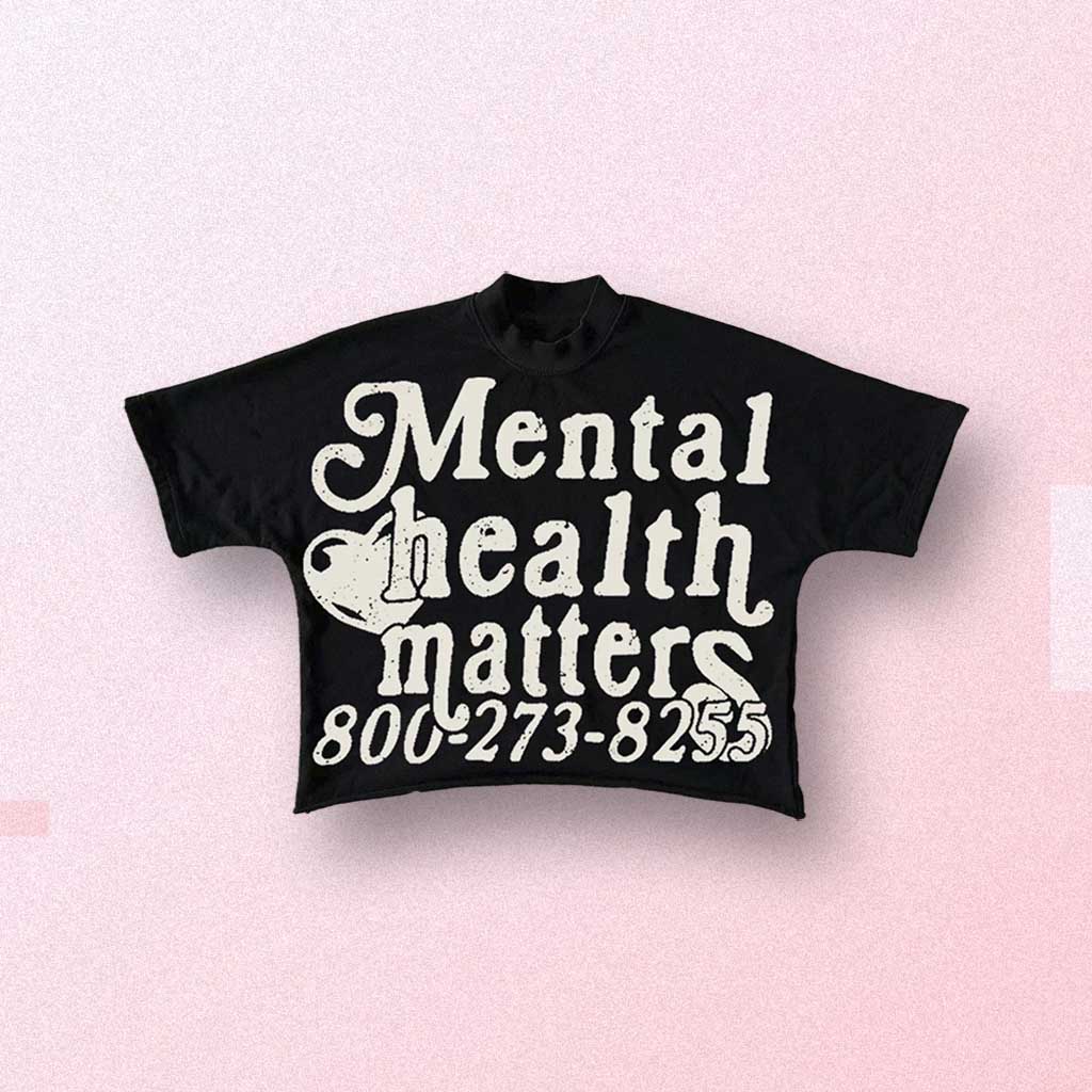 Alt T-shirt with black mental health graphic
