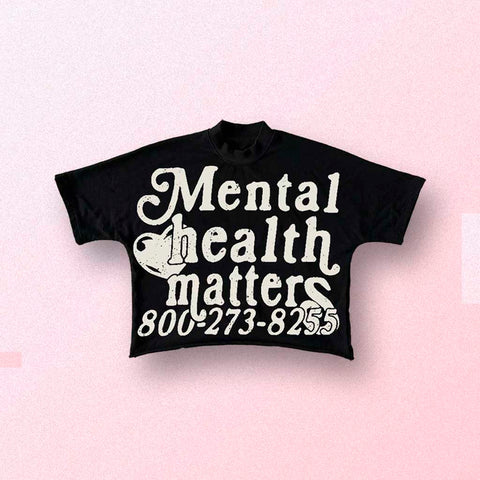 Alt T-shirt with black mental health graphic