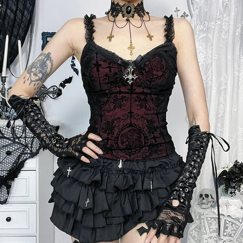 Victorian Goth Crimson Requiem Corset Top