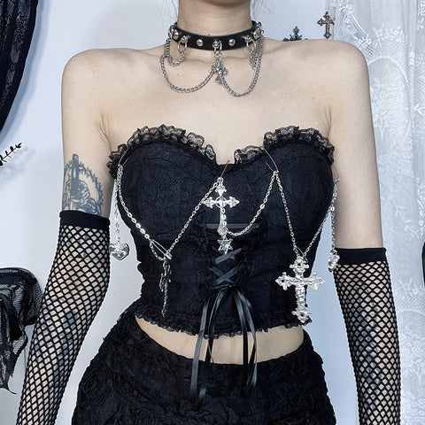 Victorian Goth Crimson Requiem Corset Top