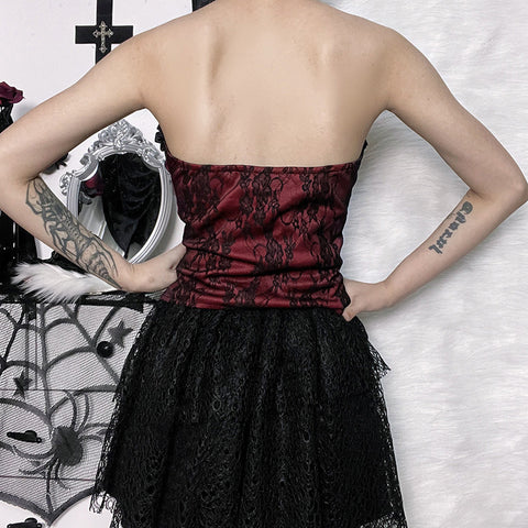 Victorian Goth Crimson Requiem Corset Top
