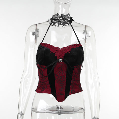 Victorian Goth Crimson Requiem Corset Top