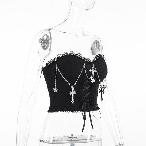 Victorian Goth Crimson Requiem Corset Top