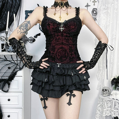 Victorian Goth Crimson Requiem Corset Top