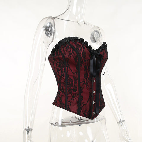 Victorian Goth Crimson Requiem Corset Top