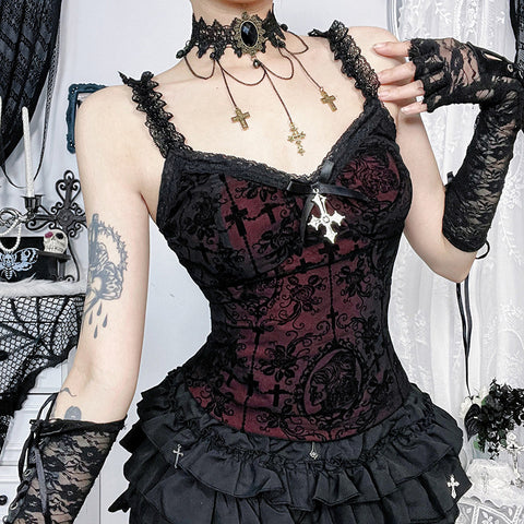 Victorian Goth Crimson Requiem Corset Top