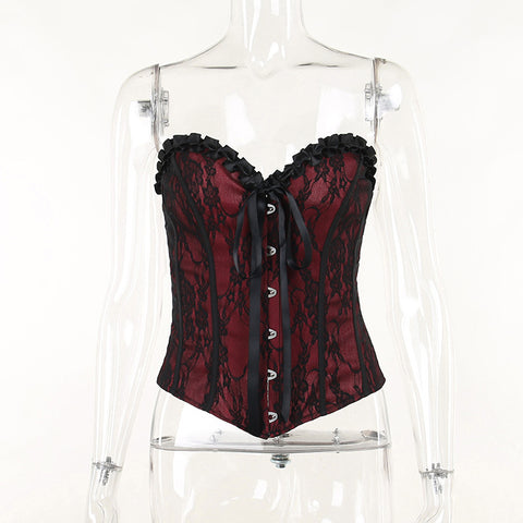 Victorian Goth Crimson Requiem Corset Top