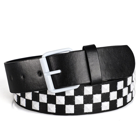 Mall Goth Checkerboard Pyramid Stud Belt