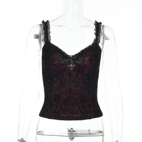 Victorian Goth Crimson Requiem Corset Top