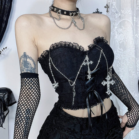 Victorian Goth Crimson Requiem Corset Top
