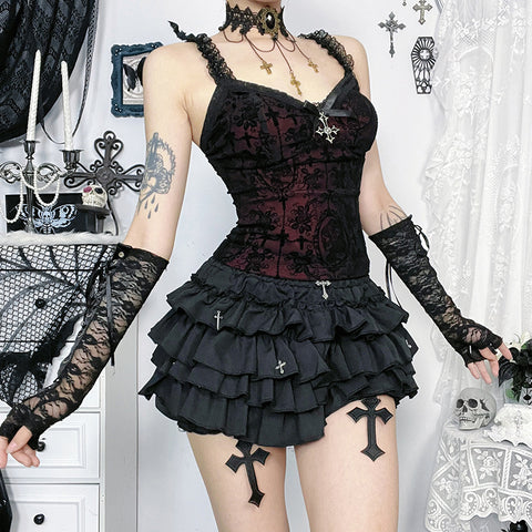 Victorian Goth Crimson Requiem Corset Top
