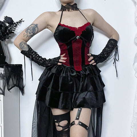 Victorian Goth Crimson Requiem Corset Top