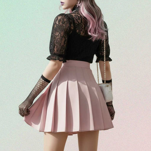 Gothic Mini Skirt with black high-waist