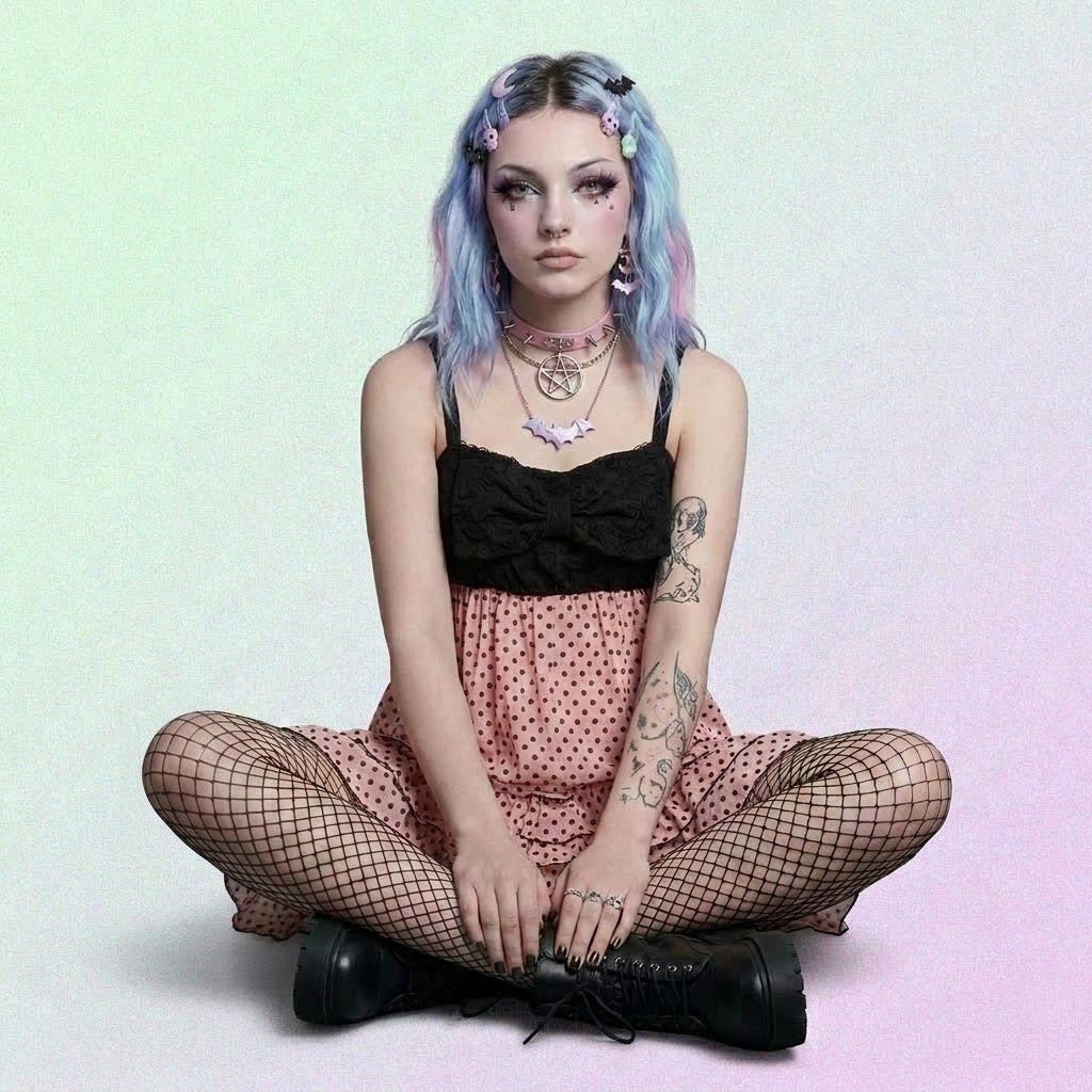 Pastel Goth Dress with pink bow bust
