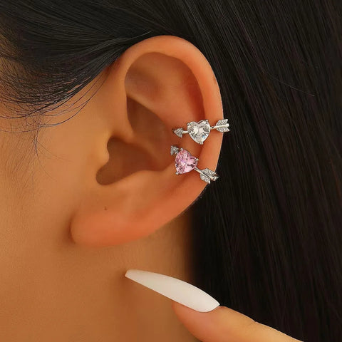 Mall Goth Fallen Angel Wing & Crystal Cross Earring Set