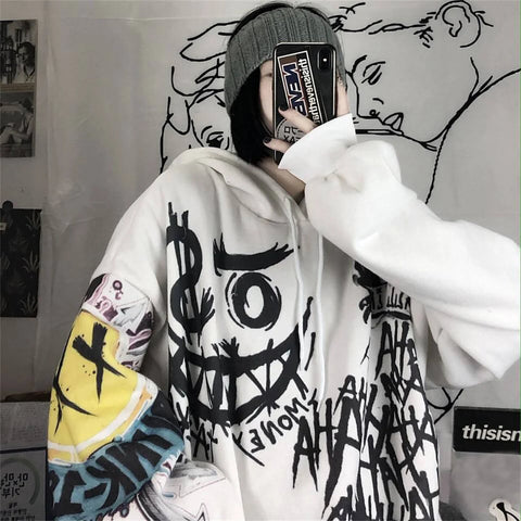 Nu Goth Graffiti Chaos Oversized Tshirt Hoodie