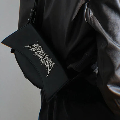 Goth Thorn Clutch Bag in Blackened Vegan Leather