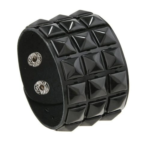 Cyber Goth Pixel Pyramid Stud Cuff Bracelet