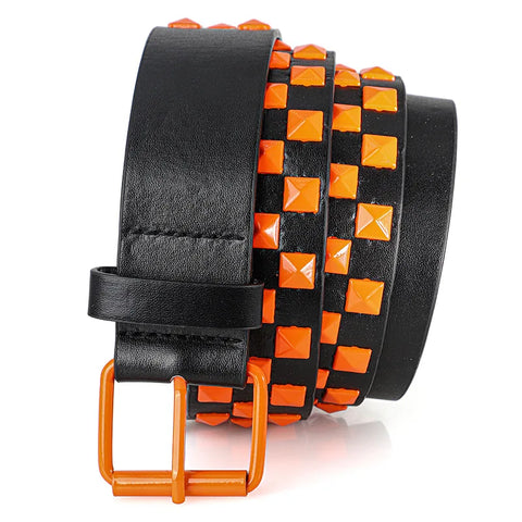 Mall Goth Checkerboard Pyramid Stud Belt