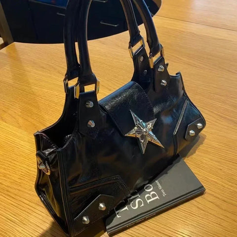 Goth Silver Star Moto Structured Bag