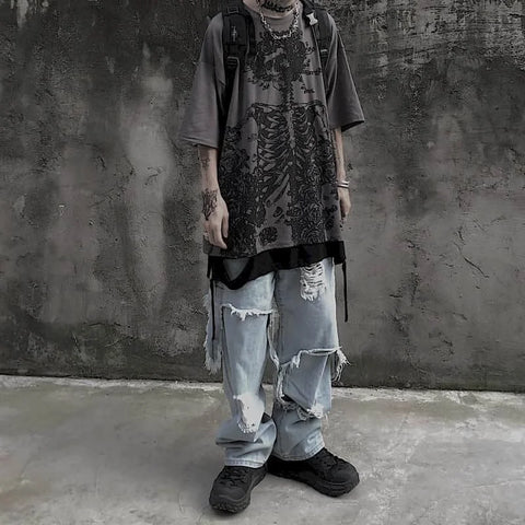 Goth Bone Garden Oversized T-Shirt