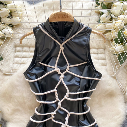 Goth Bound in Contrast Rope Bodysuit