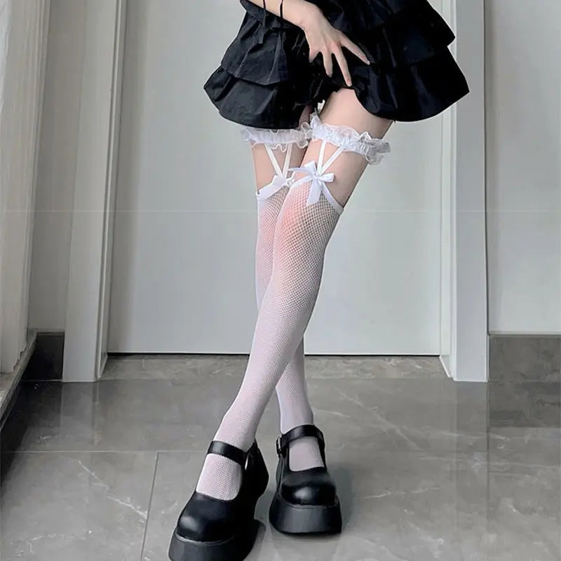 Lolita Stockings with bow thigh-high