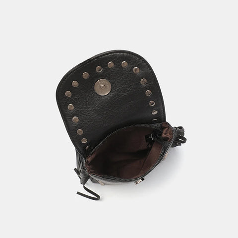 Goth Fringe & Rivet Chain Crossbody Bag