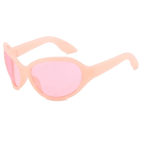 Cyber Goth Wraparound Oval Shield Sunglasses