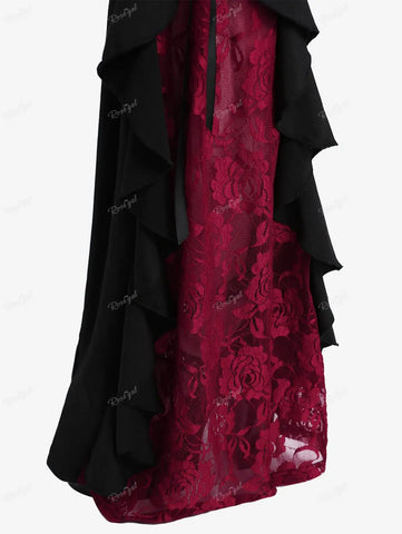 Victorian Goth Bloodrose Lace-Up Flare Trousers