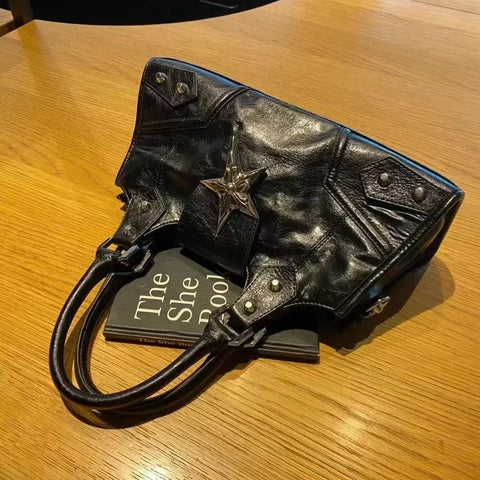 Goth Silver Star Moto Structured Bag