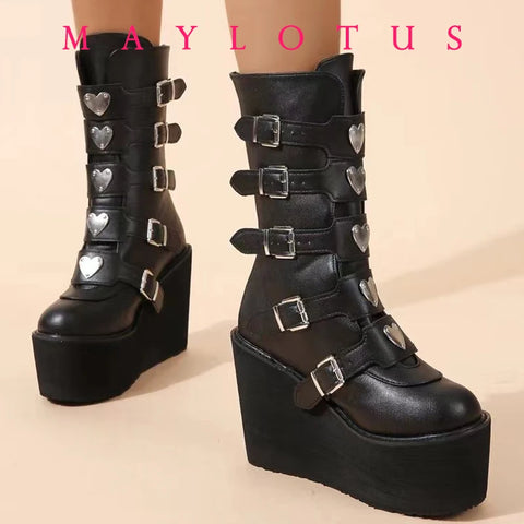 Goth Blackout Riot Platform Boot