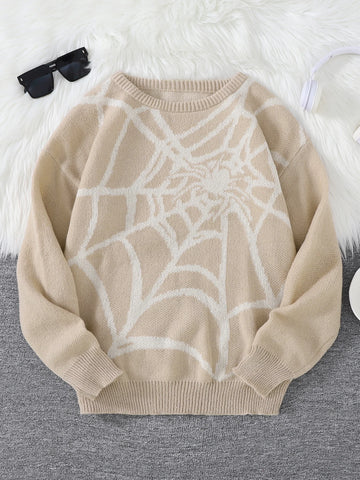Goth Cobweb Jacquard Knit Sweater