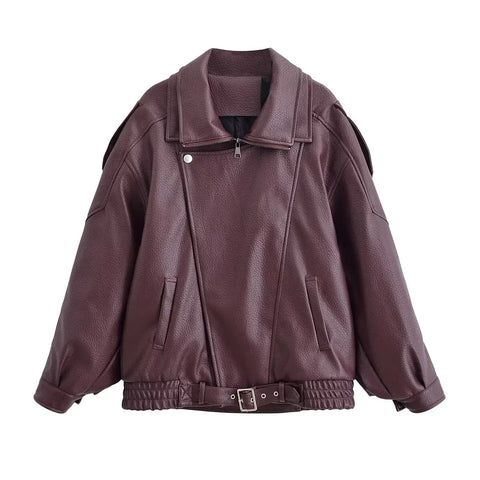 Nu Goth Oversized Moto Coat in Structured Faux Leather